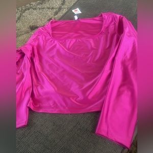 Rainbow, long sleeve crop top. Size 3x pink